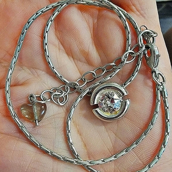 Jewelry - #Swarovski Crystal Rnd Solitaire Slide Pendant Necklace Silver Tone Chain #NWOT